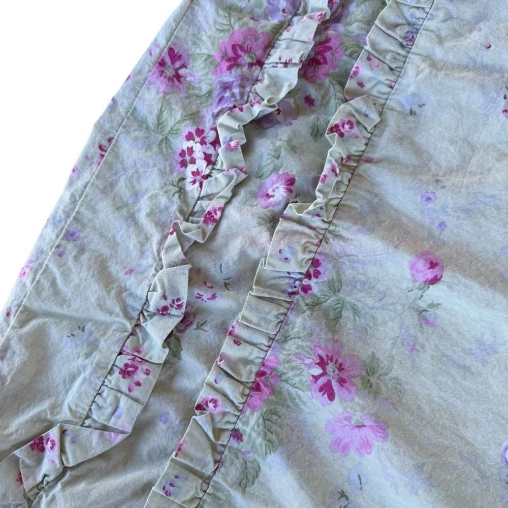 Simply Shabby Chic Bramble Rose 2-Piece Standard Pillow Sham Set Green Pink GUC